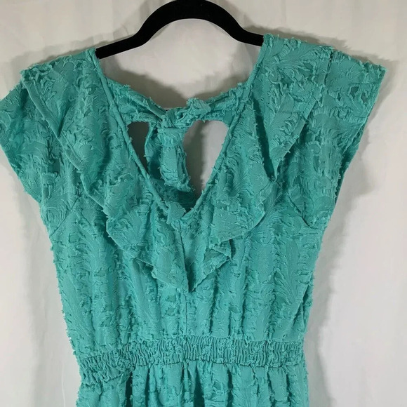 Lauren Conrad Mini Dress Women's Small Green Floral Tie Back Short Sleeve New - Picture 9 of 9
